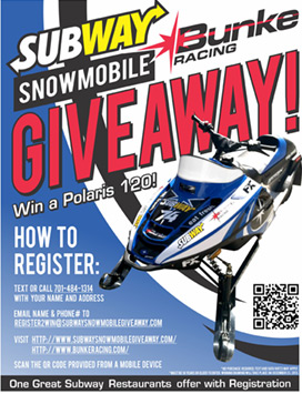 Register to win a Polaris 120 snowmobile